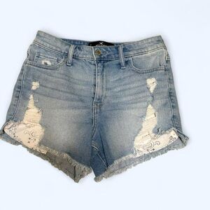 Hollister Light Blue Distressed Jean Shorts